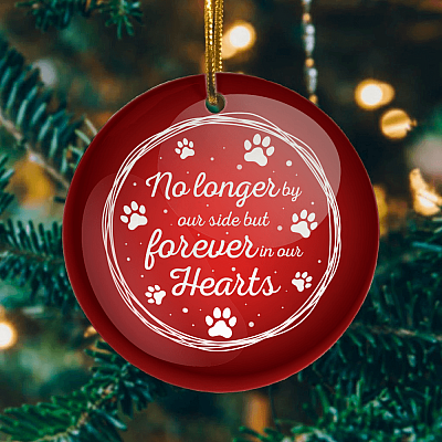 Alternative view of No Longer By Our Side But Forever In Our Hearts Christmas Ornament - Circle Porcelain Ceramic Ornament