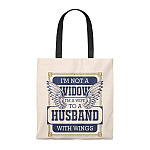I'm Not a Widow I'm a Wife to a Husband with Wings Vintage Canvas Tote Bag - Shoulder Bag