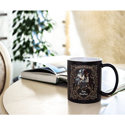 Alternative view of Till Death Do Us Part Couple Skull Personalized Ceramic Coffee Mug - Beer Stein - Water Bottle - Color Changing Mug
