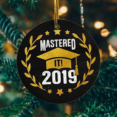 Alternative view of Mastered It Graduation Ornament Keepsake - College Graduation Gift Flat Circle Porcelain Ceramic Ornament