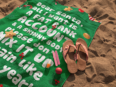 Alternative view of Dear Santa All I Want Is A Fat Bank Account And A Skinny Body Beach Towel - Bath Towel - Sand Free Towel