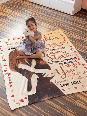 Alternative view of To My Daughter If They Whisper To You You Can't Withstand The Storm Fleece Blanket - Premium Sherpa Blanket