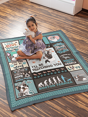 Alternative view of Everyone Meal You Make Every Bite You Take Boston Terrier Fleece Blanket - Sherpa Blanket - Woven Blanket