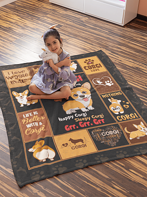 Alternative view of Soft Corgi Warm Corgi Little Ball Of Fur Happy Corgi Sleep Corgi Fleece Blanket - Premium Sherpa Blanket
