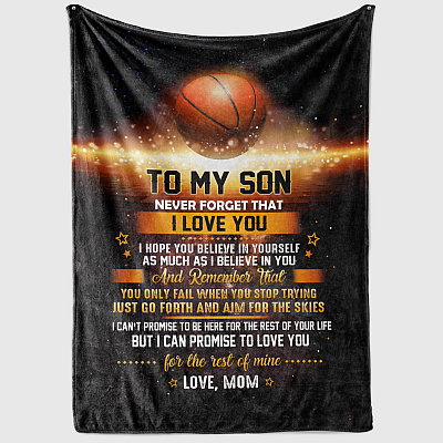 Alternative view of To My Son Never Forget That I Love You Believe In Yourself Basketball Fleece Blanket - Premium Sherpa Blanket