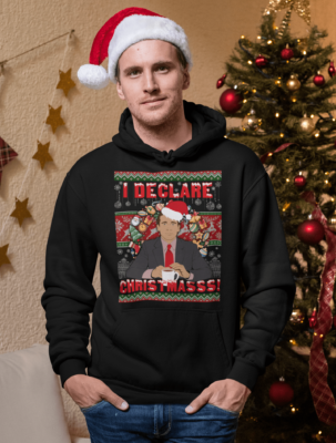 Alternative view of I Declare Christmassss Micheal Sco-tt Office Ugly Hoodie - Long Sleeve - Sweatshirt