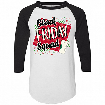 Black Friday Squad 3/4 Raglan Jersey Shirt - Baseball Tee