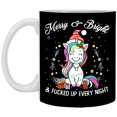 Merry and Bright and Fucked Up Every Night Funny Christmas Coffee Mug - Beer Stein - Water Bottle