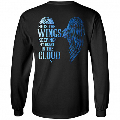 He Is The Wings Keeping My Heart In The Cloud Couple Back Hoodie - Sweatshirt - Long Sleeve Shirt