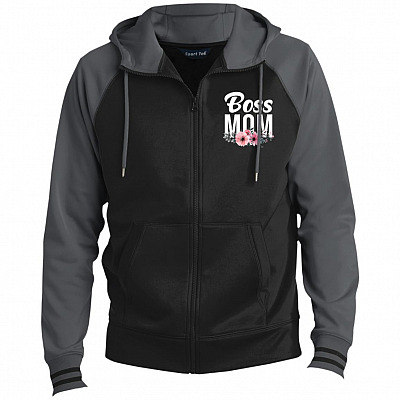 Boss Mom Premium Full-Zip Hooded Jacket - Fleece Letterman Jacket