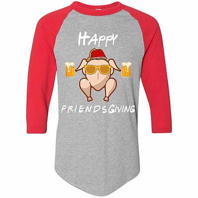 Funny Friendsgiving Day 3/4 Raglan Jersey Shirt - Happy Thanksgiving Friendship Funny Baseball Tee