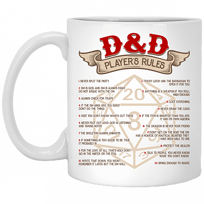 D And D Player's Rules Ceramic Coffee Mug - Beer Stein - Water Bottle - Color Changing Mug