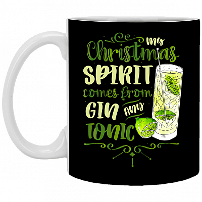 My Christmas Spirit Comes From Gin And Tonic Ceramic Coffee Mug - Beer Stein - Water Bottle