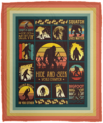 Hide and Seek World Champion Bigfoot Hiking Fleece Blanket - Premium Sherpa Blanket - Woven Blanket