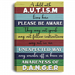 A Child With Autism Lives Here Please Be Aware Framed Canvas Prints - Unframed Poster - Home Decor Wall Art