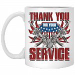 Thank You For Your Service Veteran Ceramic Coffee Mug - Beer Stein - Water Bottle - Color Changing Mug