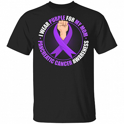 I Wear Purple Ribbon For My Mom Pancreatic Cancer Awareness Month T-Shirt