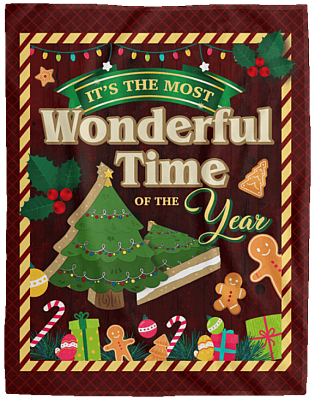 Blood Type Little Christmas Tree Snack Cake Cute Gift On Xmas Blanket It's Wonderful Time Of The Year Blanket