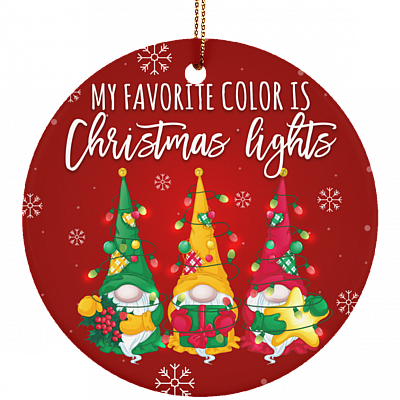 Three Red Gnomes Decorative Christmas Ornament Keepsake Santa Gnomes Flat Circle Porcelain Ceramic Ornament