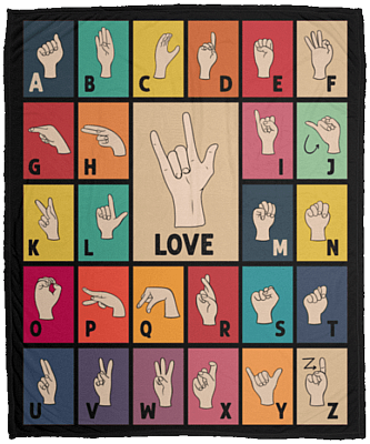 Sign Language Alphabet Love Fleece Blanket – Sherpa Blanket – Woven Blanket
