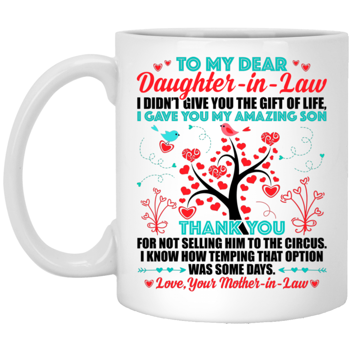 to my daughter in law coffee mug
