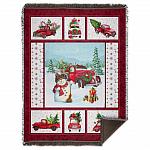 Snowman Red Truck Merry Xmas Sherpa Woven Blanket - This Is My Favorite Christmas Movie Watching Blanket