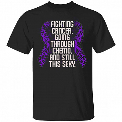 Fighting Cancer And Still This Sexy Pancreatic Cancer Awareness Purple Ribbon T-Shirt