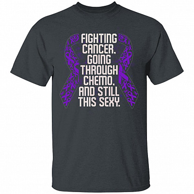 Alternative view of Fighting Cancer And Still This Sexy Pancreatic Cancer Awareness Purple Ribbon T-Shirt