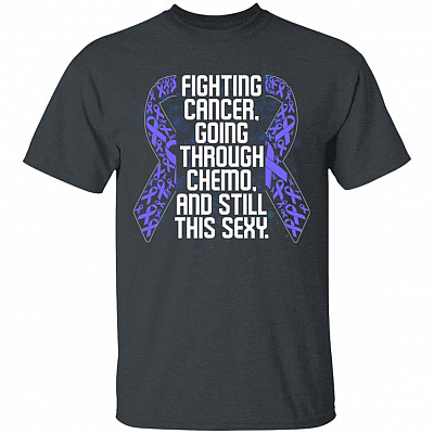 Alternative view of Fighting Cancer And Still This Sexy Stomach Cancer Awareness Periwinkle Ribbon T-Shirt