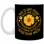 She Is Life Itself Wild and Free Sunflower Coffee Mug - Beer Stein -Water Bottle