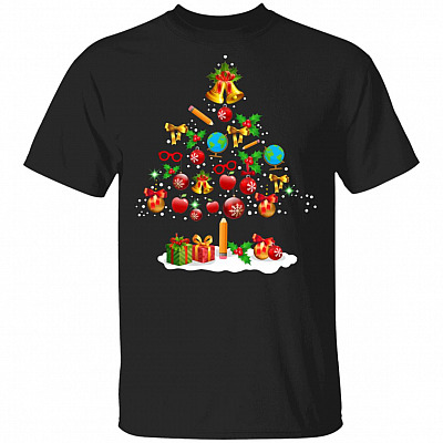 Funny Preschool Teacher Christmas Tree Lights X-Mas T-Shirt For Kindergarten Teacher