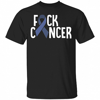 Funny F-ck Cancer Stomach Cancer Awareness Periwinkle Ribbon T-Shirt