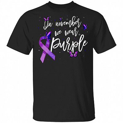 In November We Wear Purple Ribbon Pancreatic Cancer Awareness T-Shirt
