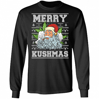Canna-bis Merry Kushmas Funny Santa Hoodie - Sweatshirt - Long Sleeve