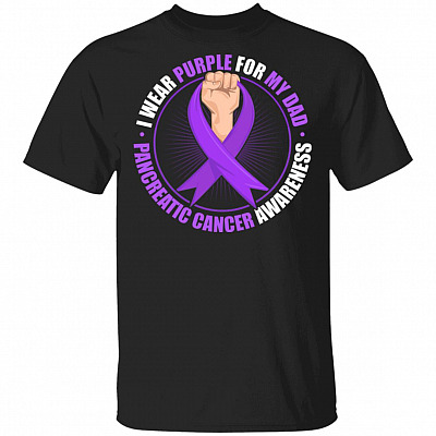 I Wear Purple Ribbon For My Dad Pancreatic Cancer Awareness T-Shirt