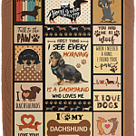 First Thing I See Every Morning Is a Dachshund Who Loves Me Fleece Blanket - Sherpa Blanket - Woven Blanket