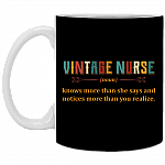 Vintage Nurse Knows More Than She Says And Notices More Than You Realize Coffee Mug - Beer Stein - Water Bottle