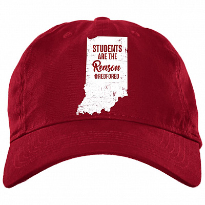 Students Are The Reason Red For Ed Indiana Teacher Twill Cap - High-Profile Snapback Hat - Trucker Hat