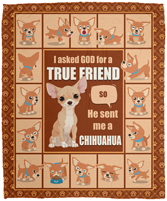 I Asked God For A True Friend So He Sent Me A Chihuahua Fleece Blanket - Premium Sherpa Blanket - Woven Blanket