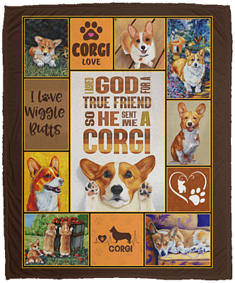 I Asked God For A True Friend So He Sent Me A Corgi Fleece Blanket - Premium Sherpa Blanket - Woven Blanket