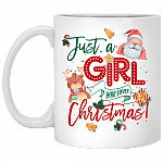 Just a Girl Who Loves Christmas Tree Ceramic Coffee Mug - Beer Stein - Water Bottle - Color Changing Mug