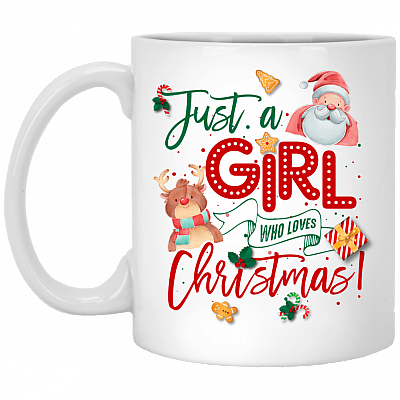 Just a Girl Who Loves Christmas Tree Ceramic Coffee Mug - Beer Stein - Water Bottle - Color Changing Mug