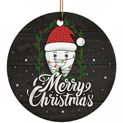 Merry Christmas Dental Assistant Tooth Xmas Christmas Ornament Keepsake - Circle Porcelain Ceramic Ornament