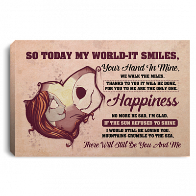 So Today My World It Smiles Your Hand In Mine Couple Nightmare Framed Canvas Prints - Unframed Poster
