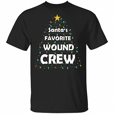 Santa's Favorite Wound Crew T-Shirt - Wound Care Nurse Christmas Shirt