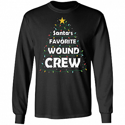Santa's Favorite Wound Crew Hoodie - Sweatshirt - Long Sleeve Shirt - Wound Care Nurse Christmas Shirt