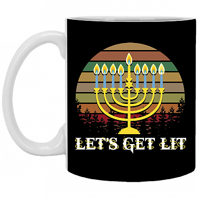 Vintage Hanukkah Let's Get Lit Jewish Chanukkah Ceramic Mugs and Beer Stein