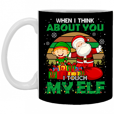 Vintage Xmas Santa When I Think About You I Touch My Elf Ugly Christmas Funny Ceramic Mugs and Beer Stein