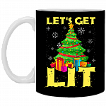 Funny Let's Get Lit Christmas Lights Tree Ceramic Mugs and Beer Stein