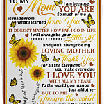 To Mom I Am Because You Are So Much of Me Is Made from You Fleece Blanket - Sherpa Blanket - Woven Blanket